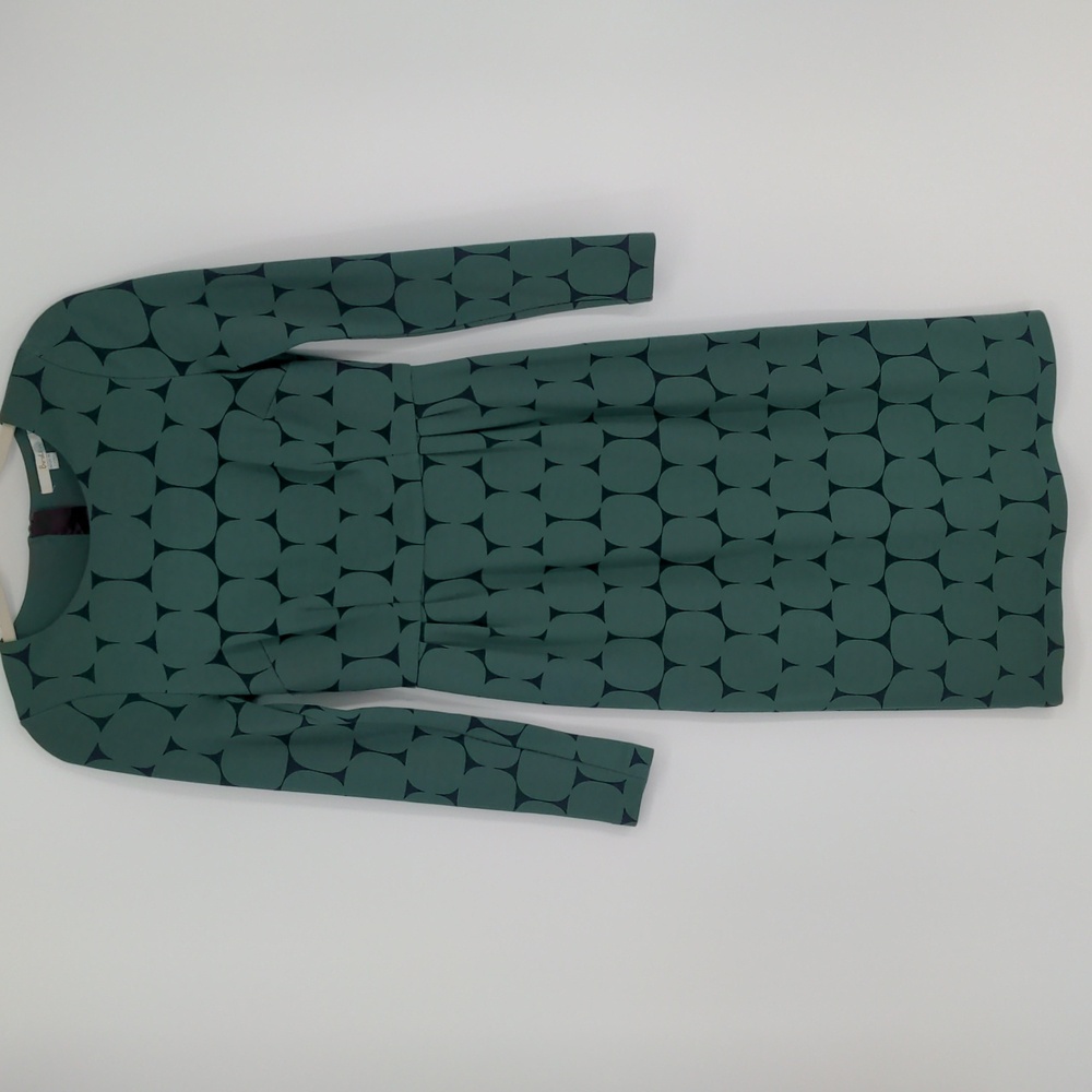 Boden‎ Women's Midi Dress Size 4 Long Geometric Printed Blue Green Ponte